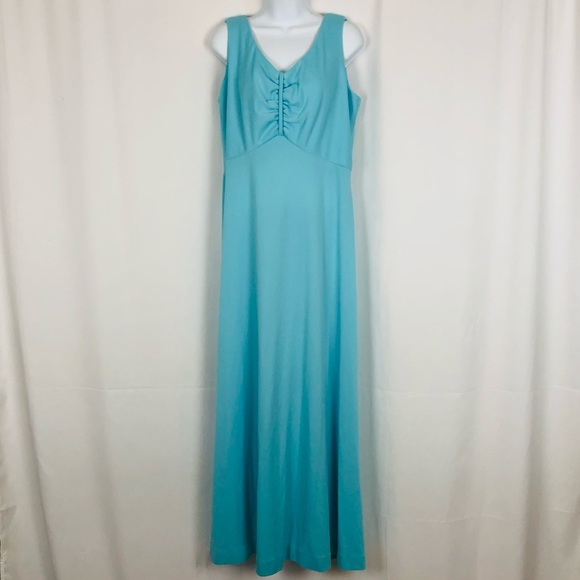 Sears Dresses & Skirts - Sears Vintage knit ruched bodice sleeveless Maxi dress L